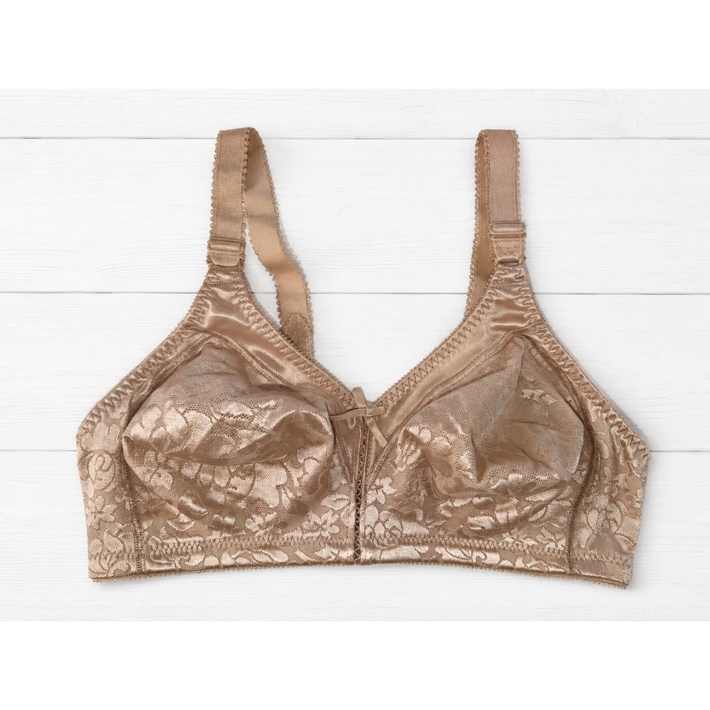 Bali Classic Support Wireless Bra Lace Floral Taupe Nude 36C DF3372 New